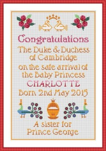 A Cross Stitch Souvenir Celebrating the Birth of Princess Charlotte